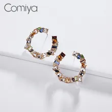 Comiya элегантная Сережка-гвоздик ювелирная для женщин Стразы смешанных цветов мозаика Винтажные серьги из цинкового сплава AliExpress