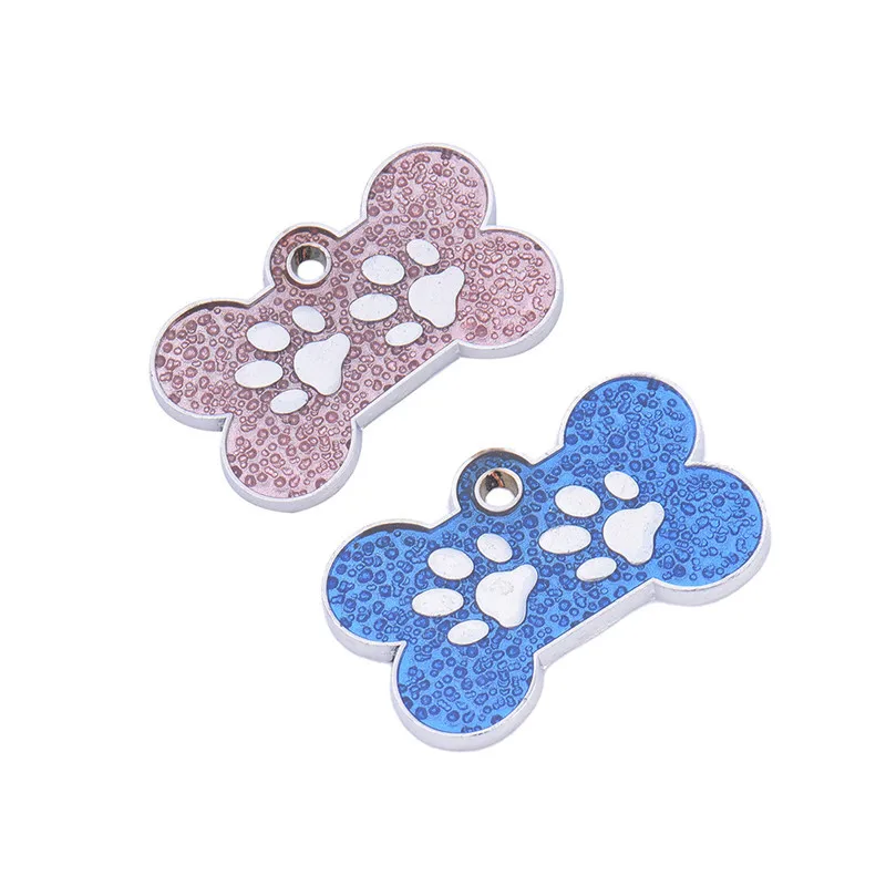 

2.9*1.8 cm Zinc Alloy Bone Shaped Pet Dog ID Name Tag Pet Dog Pendant to dacorate pets Blue/Pale red