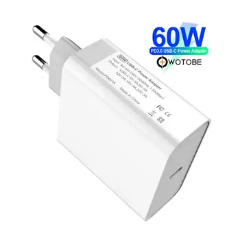 

WOTOBE Type-C Wall Charger, USB C 60W Power Adapter PD/QC3.0 For MacBook Pro/Air iPad Pro 2018 iPhone For Samsung huawei Nexus