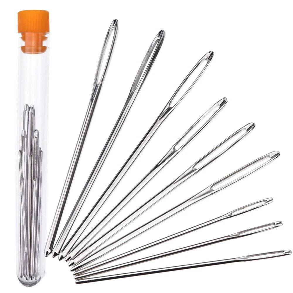 

Hot Selling 9pcs/Set Large Eye Needles Leather Sewing Needles Stainless Steel Needle Embroidery Tapestry Hand Sewing Accessories