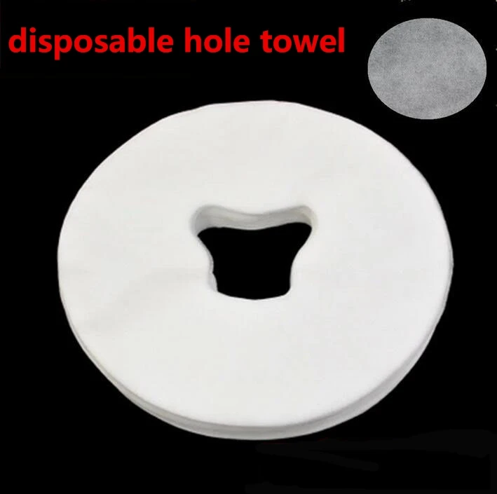 

100pcs Disposable White Non Woven Fabric Face Pad Spa Pillow Cover Towel Face Rest Overlay Pad Massage Medical Beauty Bed Hole