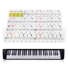 1pc transparente piano teclado etiqueta 88/61/54/49 chave teclado eletrônico chave piano stave nota etiqueta para teclas brancas musical