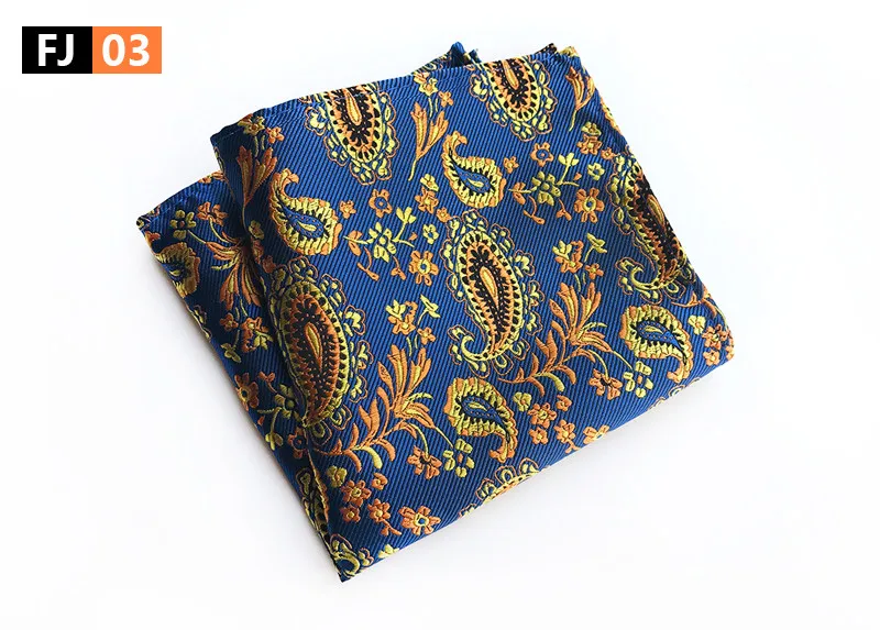 25x25cm Big Size Men Pocket Square Blue Gold Paisley Handkerchiefin