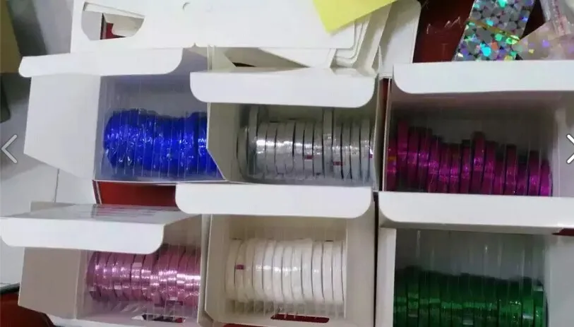 Auto-adesivo sem Cola Arte do Unha Moda Lote Mais Novo 6 Cores Onda Striping Fita Linha Bonito Rolos Decoração Adesivo 60 Pçs - 6 cores auto-adesivo sem cola onda striping fita