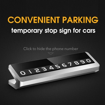 

Car Temporary Hidden Parking card Night Luminous Telephone Mobile Magnet number metal aluminum soft rubber sticker