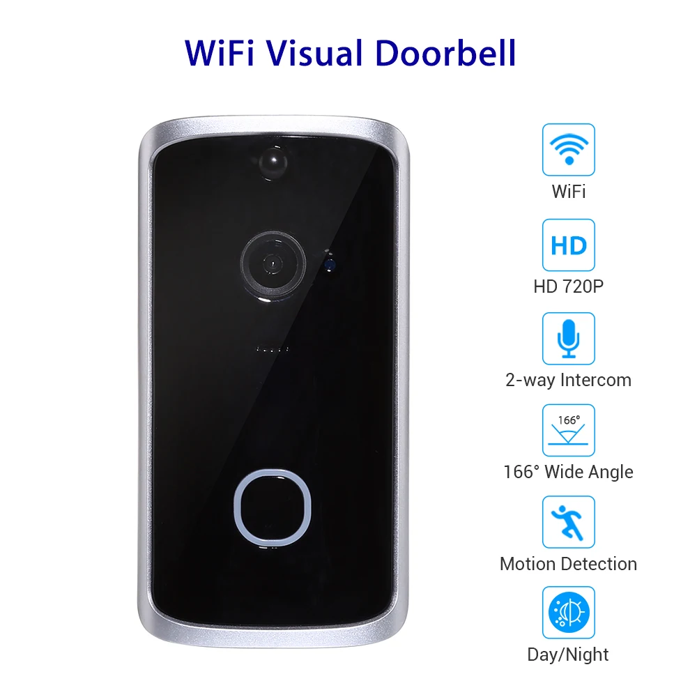 

Smart WiFi Doorbell Wireless 720P HD Visual Door Camera Lens Security Phone Call Door Bell IR Motion Detected Alarm Video Eye