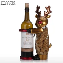 Tooarts Netted Christmas Elk Wine Rack Animal Wine Holder Cork Container Metal Practical Craft Christmas Gift Xmas Decorations