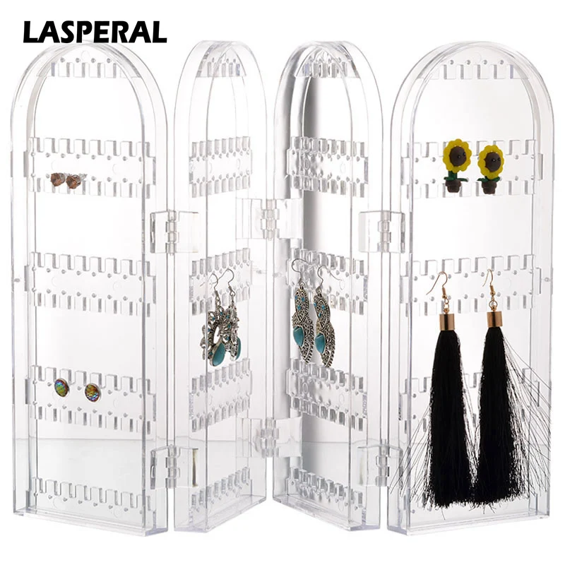 

Lasperal Foldable Earring Storage Holder Rack Jewelry Display Cosmetic Box Makeup Organizer Acrylic Transparent Organizer 4 laye