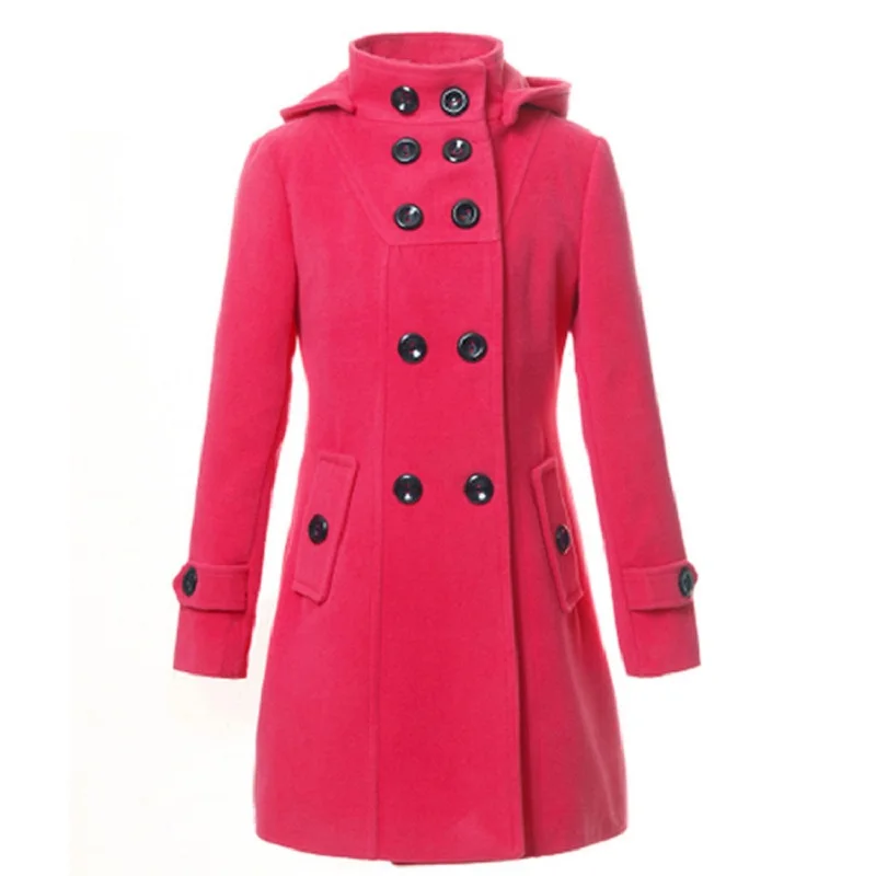 Noir Col Chaud Rabattu champagne Rose rouge Occasionnel Femmes Manteau D'hiver Volants Ww039 ardoisé Automne Long rose Survêtement Noir Femelle À rRxwqE8r