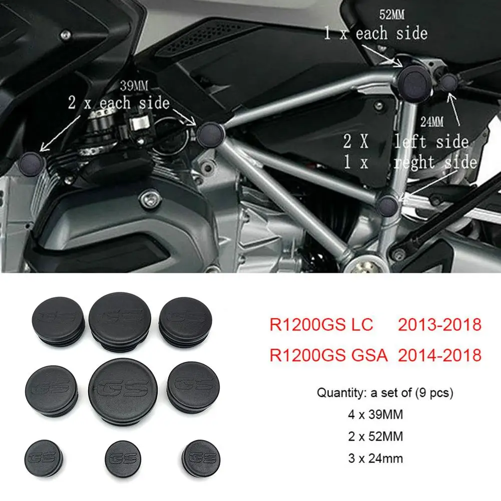 

9PCS Motorcycle Frame Hole Cover Caps Plug Decorative For R1200GS R 1200 GS R1200 GS LC Adventure Frame Cap Set Moto Accessories