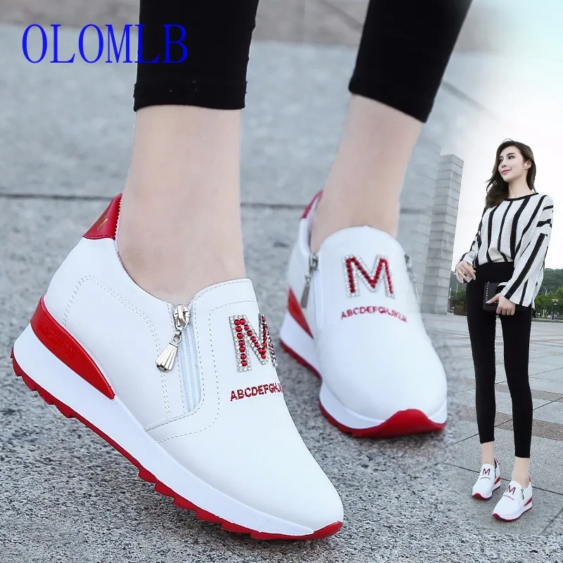 

OLOMLB Women Sneakers Fashion Casual Shoes Woman Comfortable Breathable White Flats Female Platform Sneakers Chaussure Femme