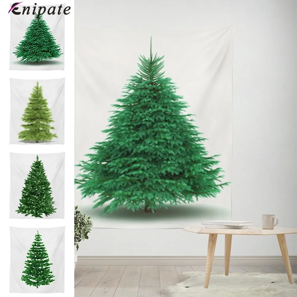

Enipate Christmas Tree Green Printing Tapestry Table Cloth Background Wall Hanging Tapestries Christmas Home Decoration
