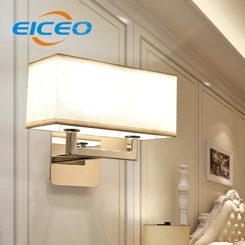 

(EICEO) Simple European Style Fabric Double Wall LED Lighting Modern Minimalist Hotel Bedroom Warm Wall Lamp Wholesale Light