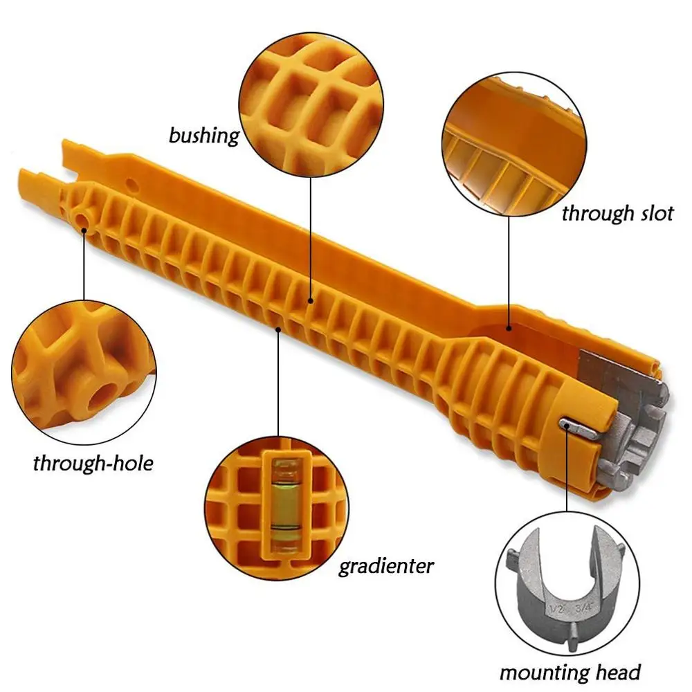 Установочный ключ для крана и раковины, противоскользящая ручка, удлиненный дизайнерский торцевой ключ для шестигранной гайки, бытовой гаечный ключ, установочный инструмент - Цвет: Orange