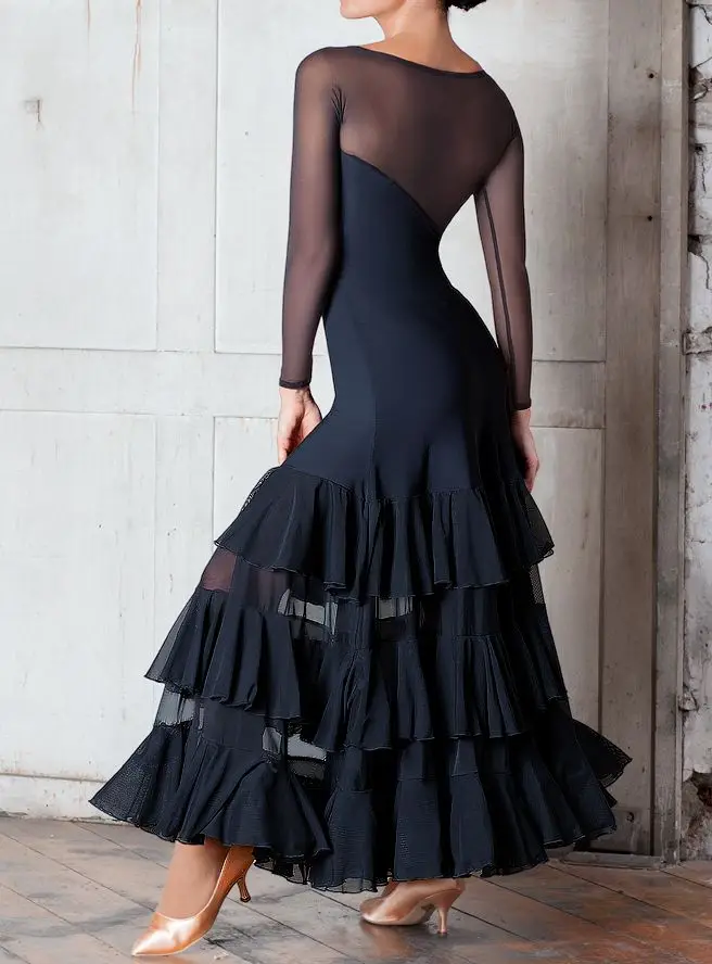 Ladies Ballroom Dance Dress Standard Costumes Sexy Spandex Ballroom Dance Dress Women Competition Dresses