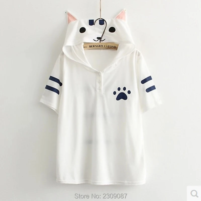 Harajuku Аниме Neko Atsume Мори Cute Cat с Печать Kawaii ДворТройник WXC|top tees|cute catt shirt |