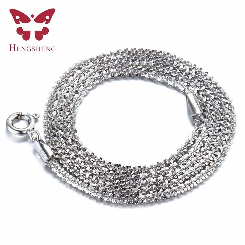 

HENGSHENG Fashion Solid Silver Chain Necklace,Anti Allergic Jewelry,High Quality Sterling Silver Chains For Women 45cm