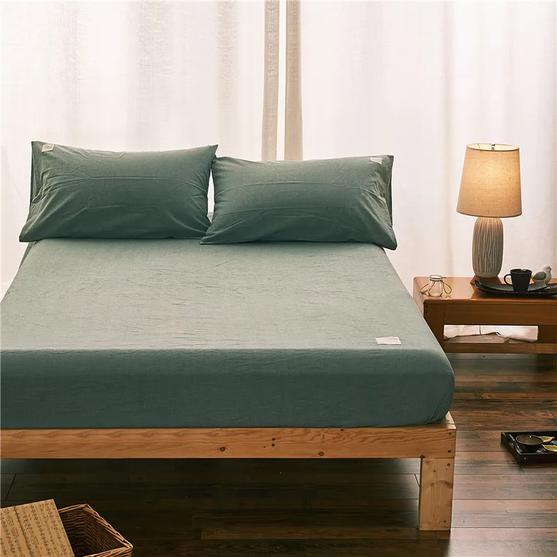 modern dark green solid color 3pcs fitted sheet pillowcase mattress dark green fitted sheet
