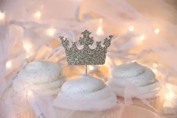 

Glittery Crown/Tiara Cupcake Toppers wedding party/Bridal Baby Shower/Birthday party food picks