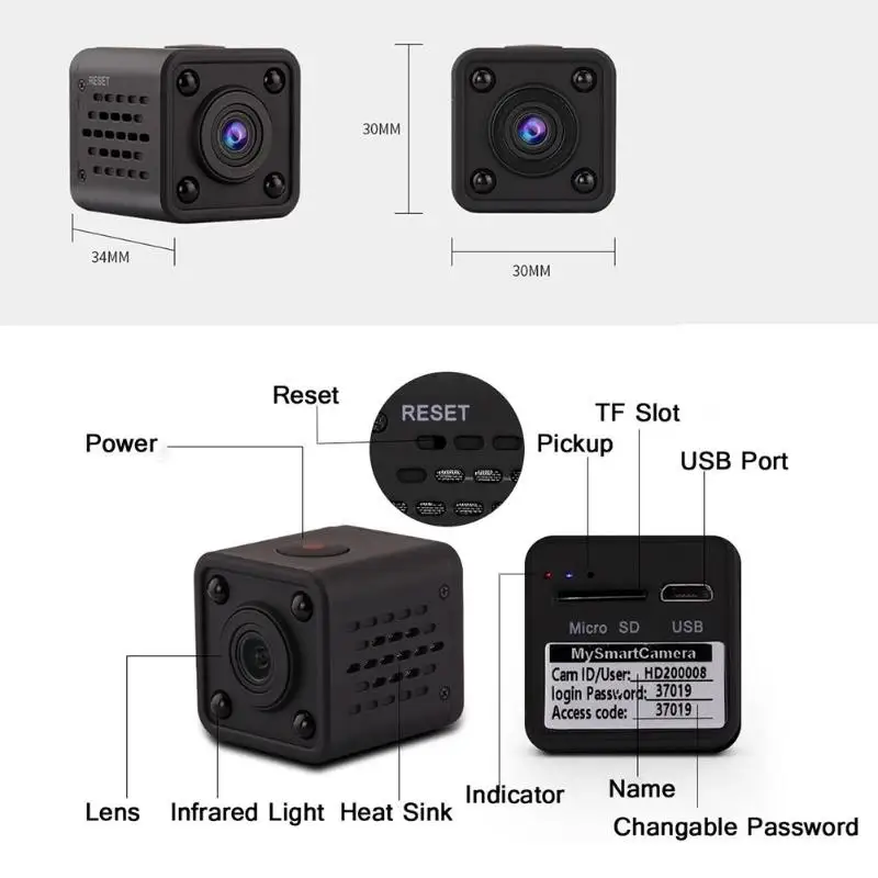 Мини IP камера Volemer Wi Fi Full HD 1080P инфракрасная ночная версия датчик движения