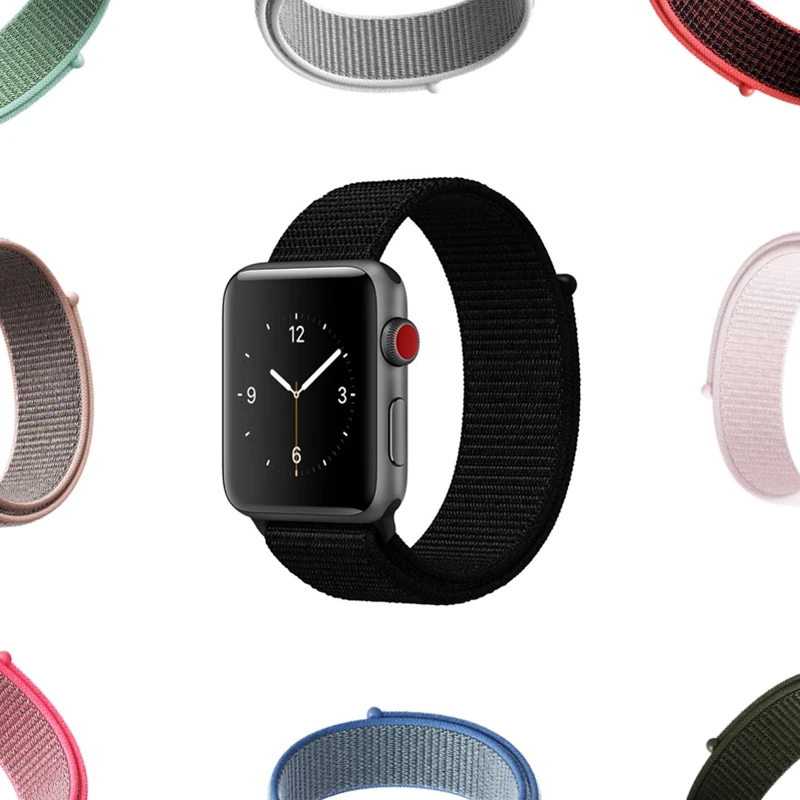 Спортивный нейлоновый ремешок для Apple Watch 4 44 мм 42 40 38 наручных часов с тканевым