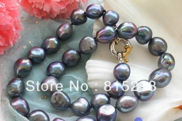 

N734 HUGE 17" 15mm baroque peacock black freshwater PEARL NECKLACE 28% Discount NEW