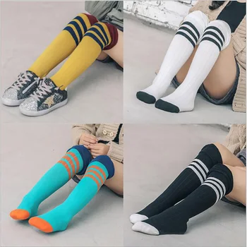 

4 Colors Fashion Striped Thickening Breathable Stocking Korean Style knee-high children's Stockings Girls Students