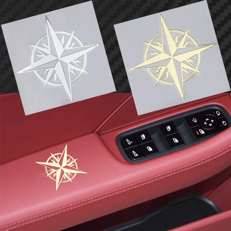 

3D metal nickel Compass Travel Wanderlust Direction car Stickers for Maserati Lamborghini BMW Audi Decoration Decals Car Styling