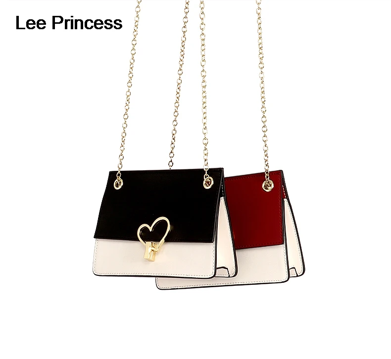 

LEE Princess Women Messenger Bag Sling Split Leather Ladies Small Summer Heart Buckle High Quality Crossbody Shoulder Bag Female