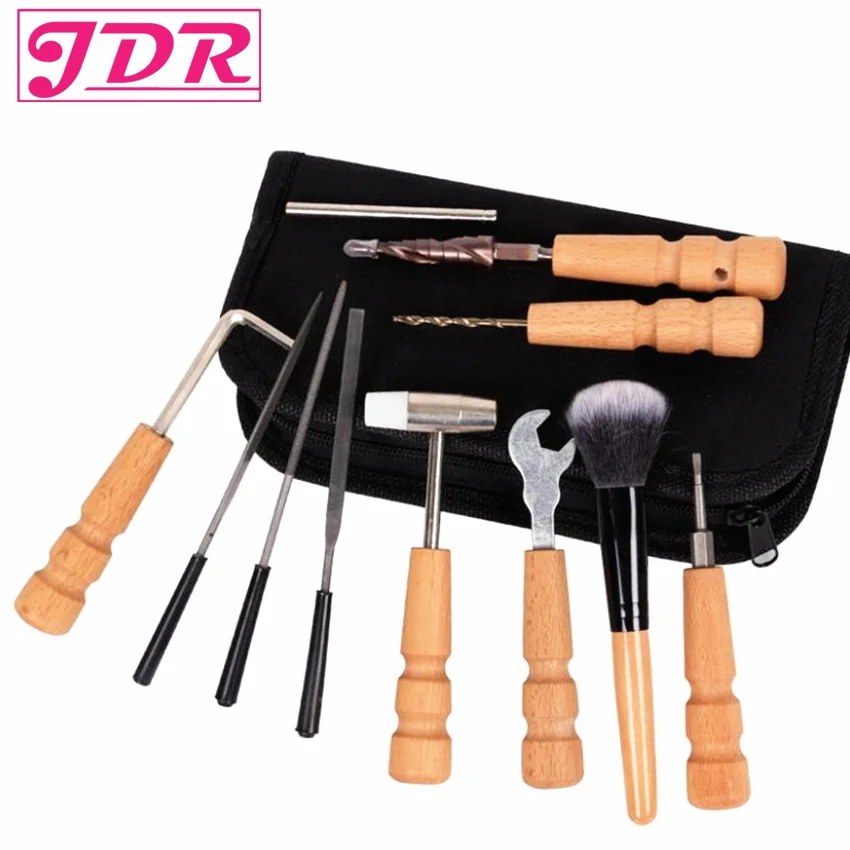 

JDR Guitar Repair Tools Bag Set Maintenance Guitar Clean File Kit Nut Files Ruler Turner Gauge Tool String Winder 13pcs/set