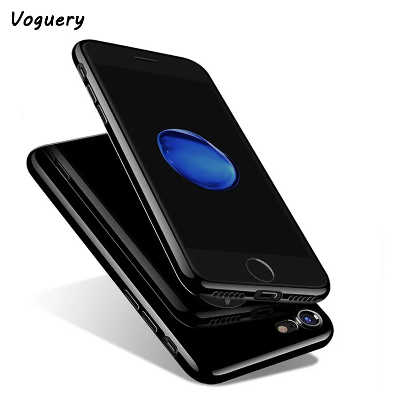 

Jet Black Silicone Soft Case for iPhone 7 / 7 Plus / 6 / 6 Plus Phone Shell Glossy Durable TPU Cover for Apple iPhone 8 / 8 Plus