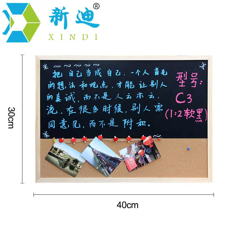 30*40cm Chalkboard Cork Board Wooden Blackboard Combination Board 1:2 Wood Frame Message Drawing Bulletin Boards