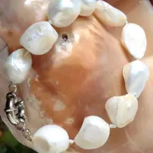 Очаровательная 10x12 мм барокко белый браслет пресноводного жемчуга 7." aaanoble Стиль природных тонкой jewe Быстрая