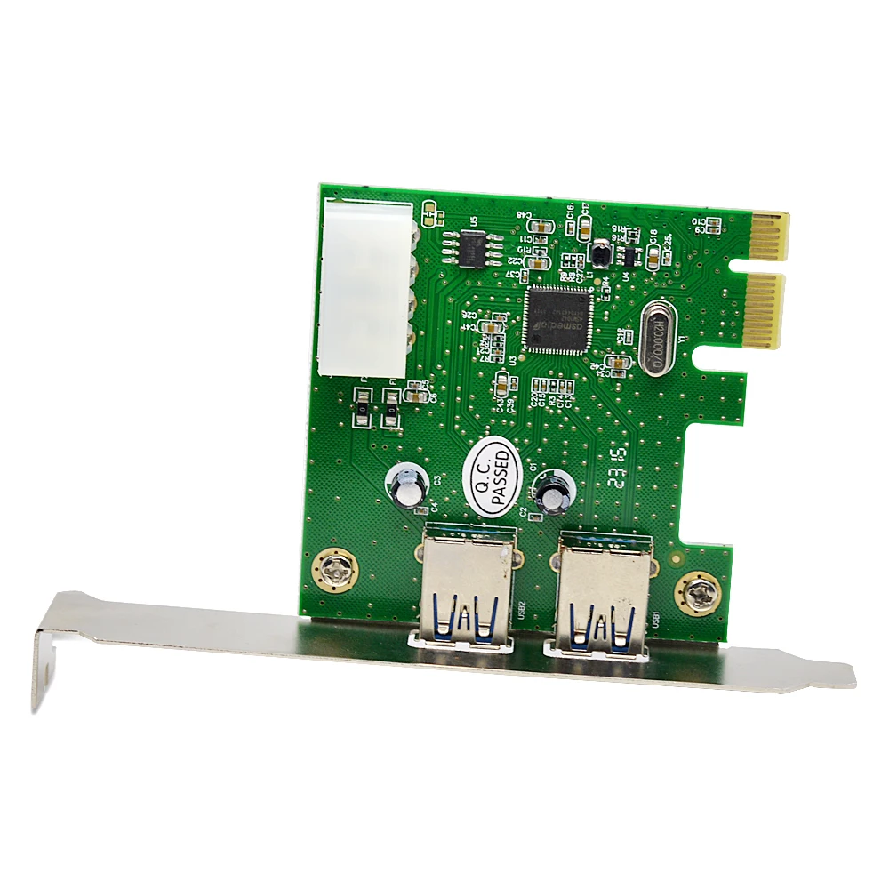 CHIPAL USB 3 0 карта расширения PCI E адаптер внешнего 2 Порты и разъёмы USB3.0 для 1X + PCIe 4pin