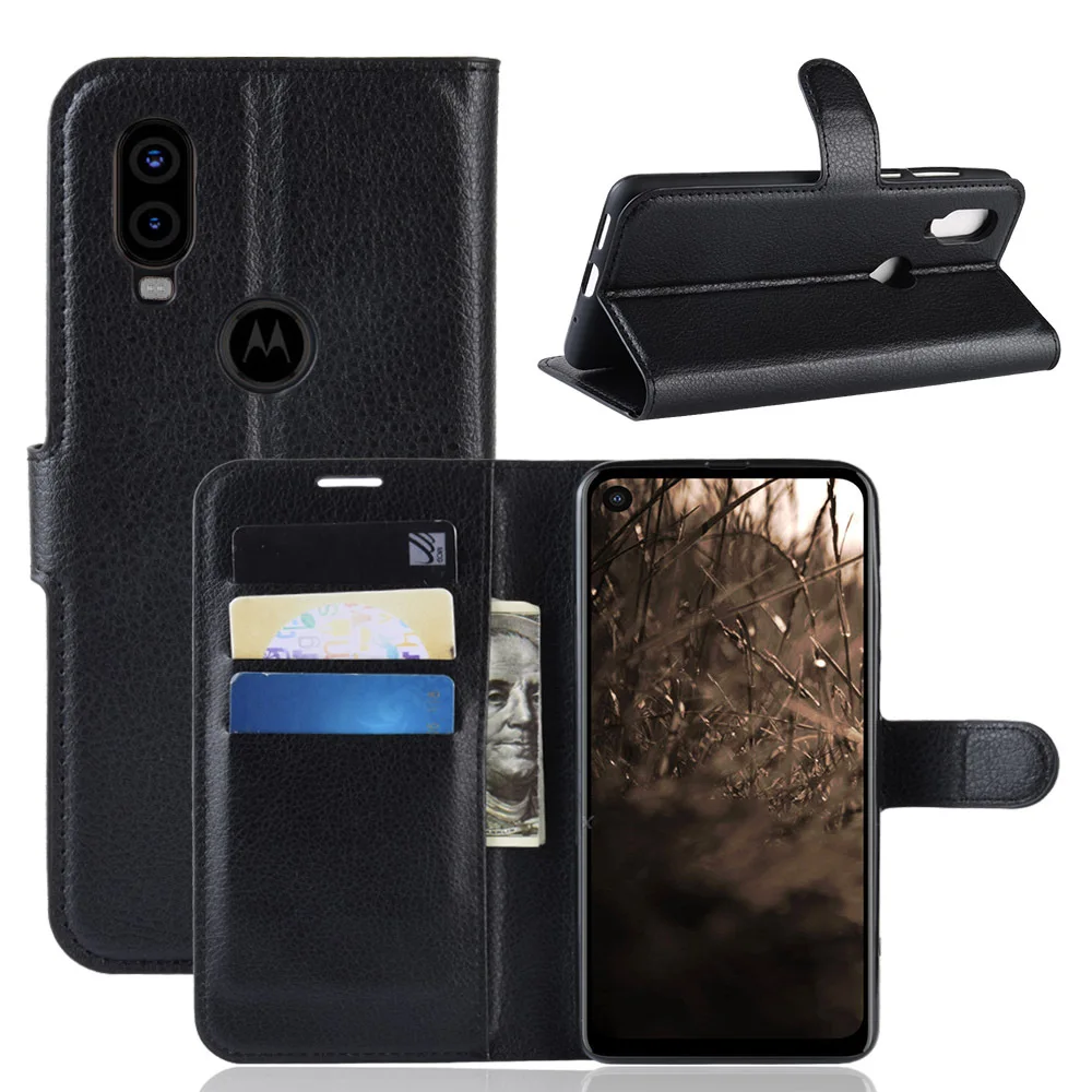 For Motorola One Power Moto One Vision Wallet Phone Case Flip Leather Fundas Capa Coque For P40 P40 Play P40 Power