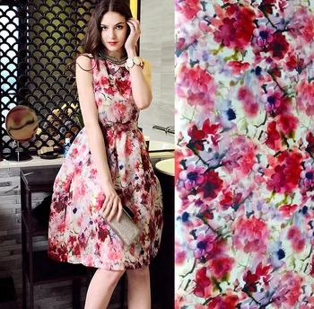 

New fashion super fashion designs silk satin strech pink Plum printed fabric blouse dresses silk fabric by the meter wholesale