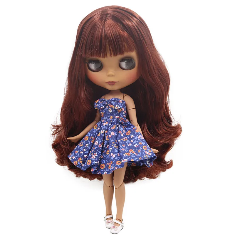 Кукла Blyth ICY DBS № BL9388 винно красные волосы для суставов тела черная кожа матовое