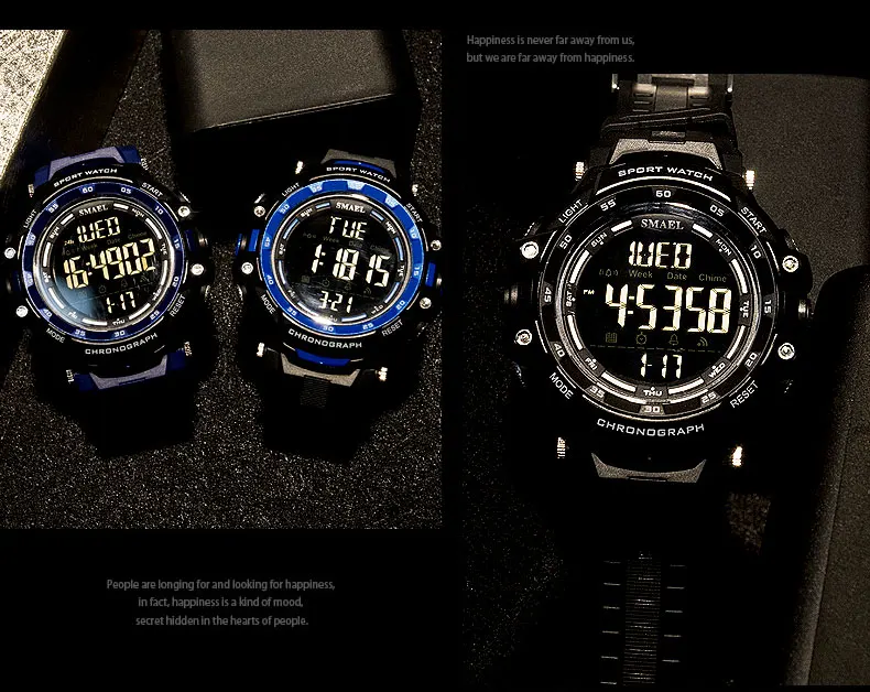 SMAEL уличные спортивные часы, мужские часы с будильником, водонепроницаемые, 50 м, с обратным отсчетом, цифровые часы с хронографом, Relogio Masculino 1350