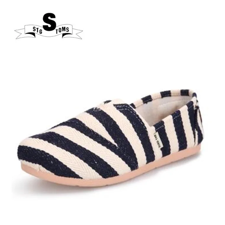 

2018 Canvas Shoes Women Linen Slip-on Espadrilles Shoes Flats Stripe Design Luxury Brand Handmade Loafers Walking Shoes twm0136