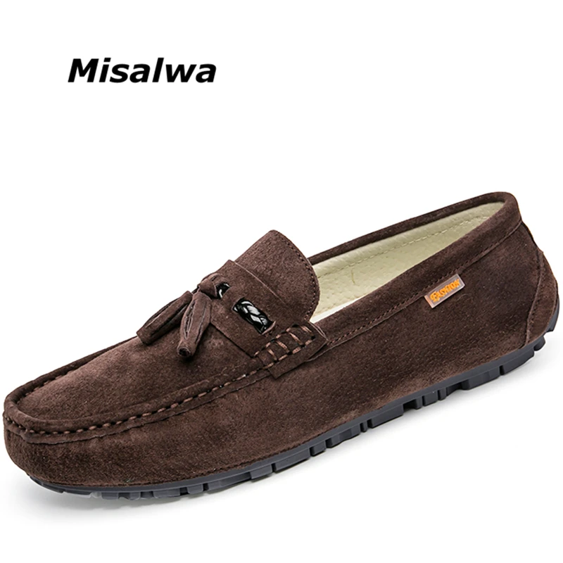 Misalwa brown Sapatos Casuais Borlas Moda Homens Zapatos gray Mocassins Apartamentos Black Da khaki Hombre Camurça rBRTwr7q