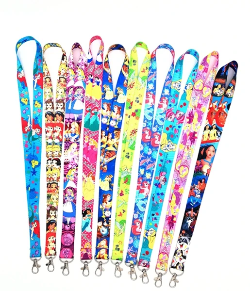 

10 Pcs Popular mixed princess alice Mermaid Princess key chains Keys Camera ID Card Lanyard W06