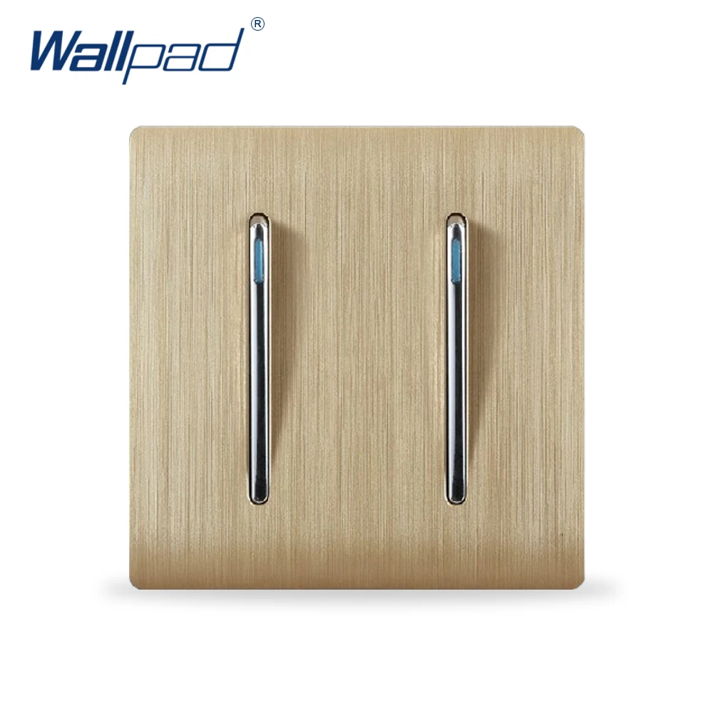 

2 Gang 2 Way Wall Switch Wallpad Luxury Champagne Gold Color Fluorescence Button Light Switch Rocker switch Interrupteur