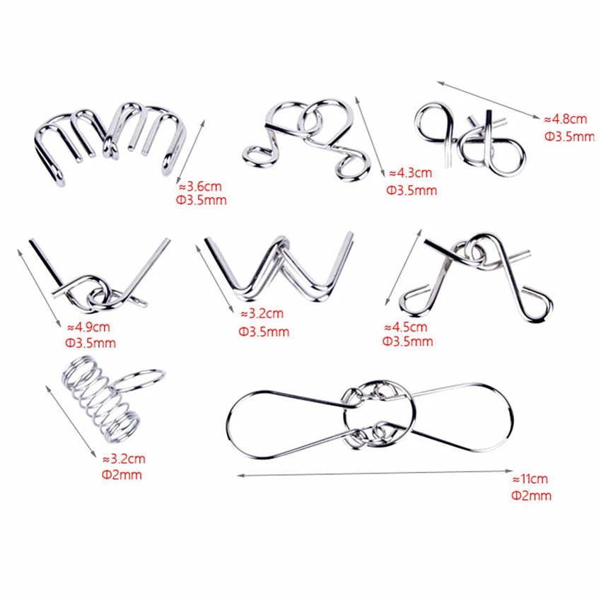 30pcs Metal Crafts Chinese Ring Puzzle IQ Brain Teaser Kids Educational Toy A3