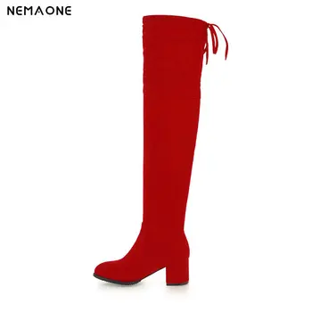 

NEMAONE New Women Boots autumn Winter Over The Knee Boots fashion boots heels quality suede long Boots comfort square heels