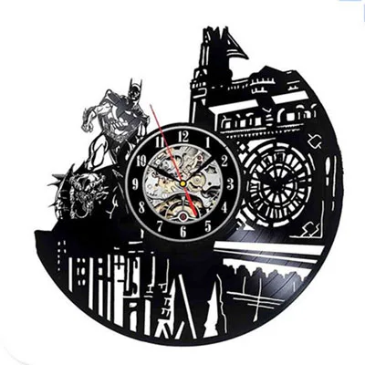 Винтажные настенные часы с виниловой пластинкой, современный дизайн, декоративные часы с изображением Бэтмена для мальчиков, настенные часы, домашний декор, бесшумные 12 дюймов - Цвет: 14