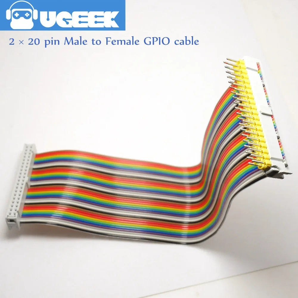 UGEEK 2*20 pin мужчин и женщин GPIO кабель для Raspberry Pi A+ B+ 3B 3B+ 2B 4B zero 40pin Радужный кабель | 20c