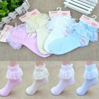 

2019 New Summer Princess Girl Toddler Kids Baby Vintage Lace Bow Ruffle Frilly Ankle Socks Breathable Comfort Sweet