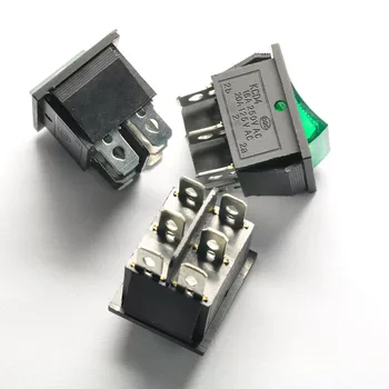 

KCD4-202 pole rocker switch with light green 6p 2 files KCD2 16A/250V (10pcs)