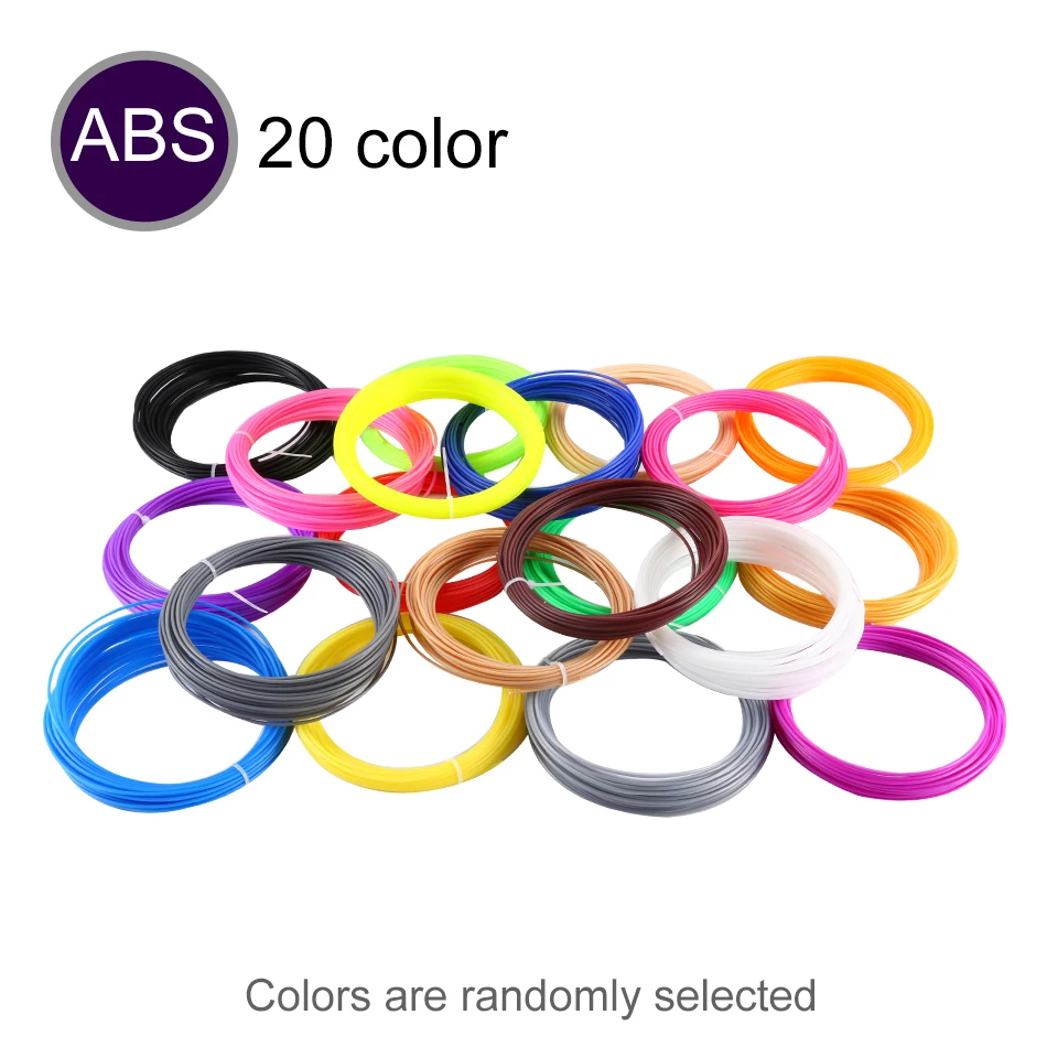 Goede 3d pen plastic ABS gloeidraad 1.75mm 20 Kleuren 3D Printer Filament Materialen (5 m kleur, totaal 100 m) en (10 m kleur, totaal 200 m)