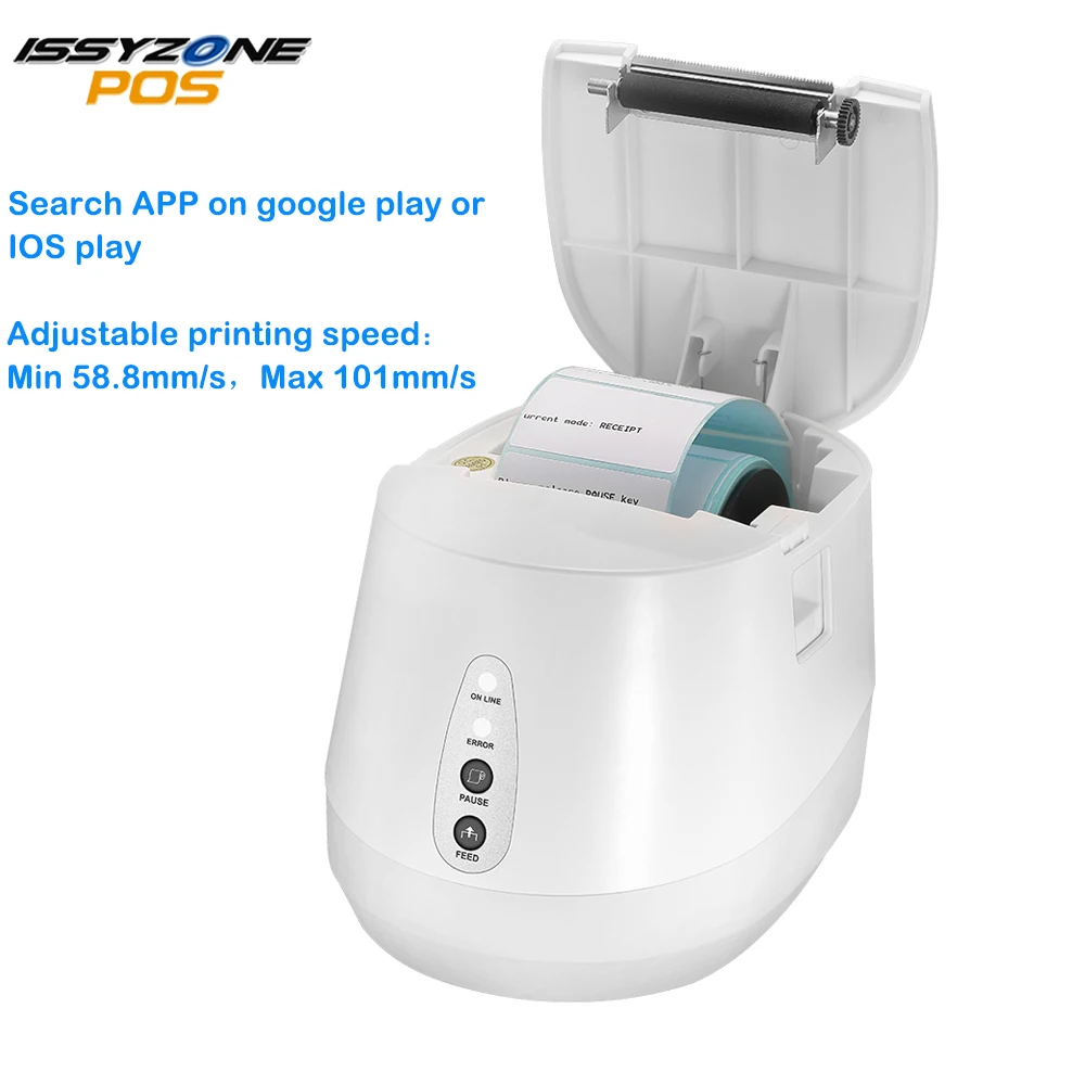 IssyzonePOS 58 مللي متر بطاقة لاصقة الحرارية طابعة USB طابعة بلوتوث Wifi المحمولة 1D 2D QR ماكينة طباعة الباركود ل سوق التجزئة